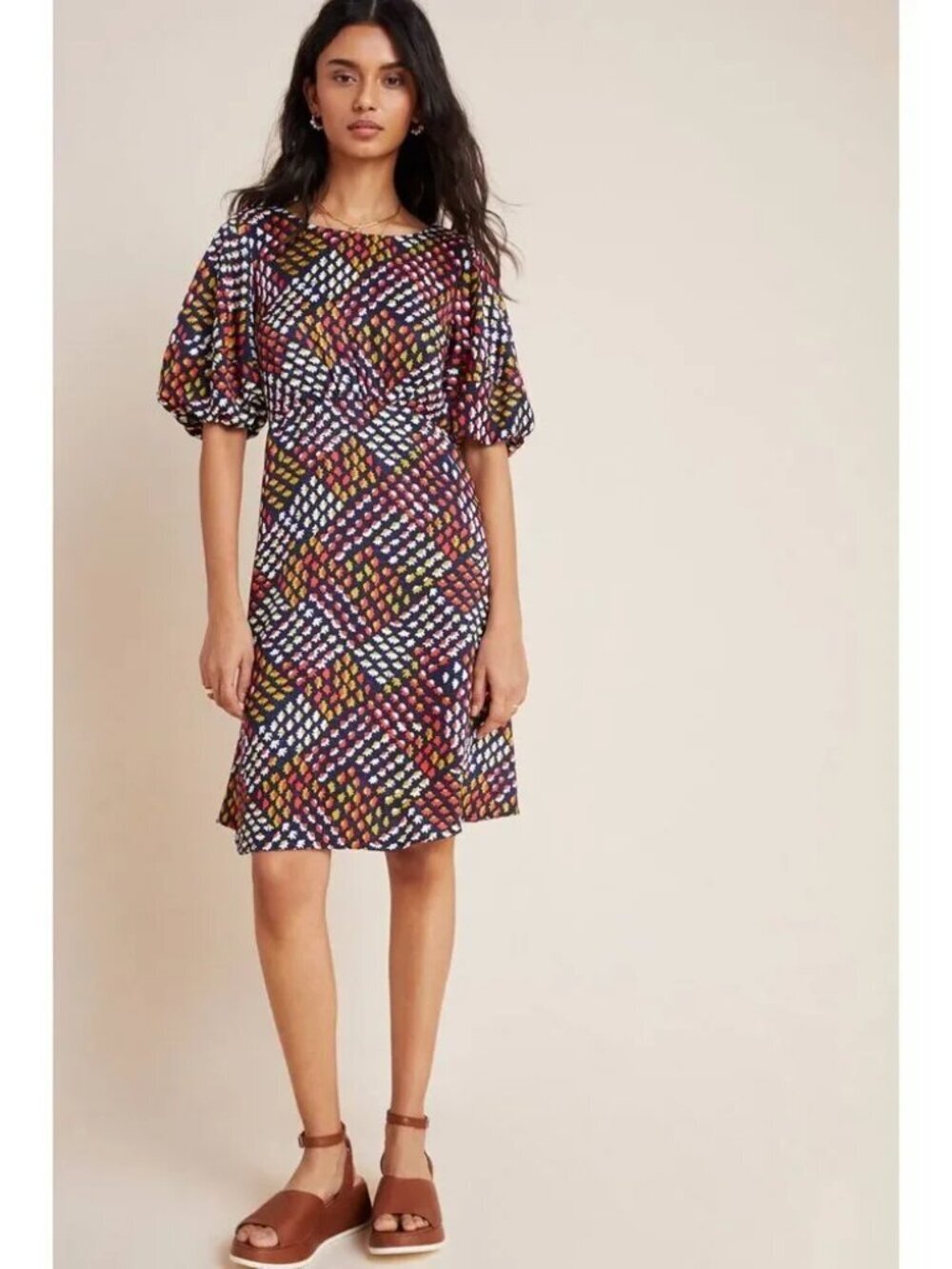 Anthropologie Maeve Melody Puff Sleeve Floral Midi Dress Size 8 NEW